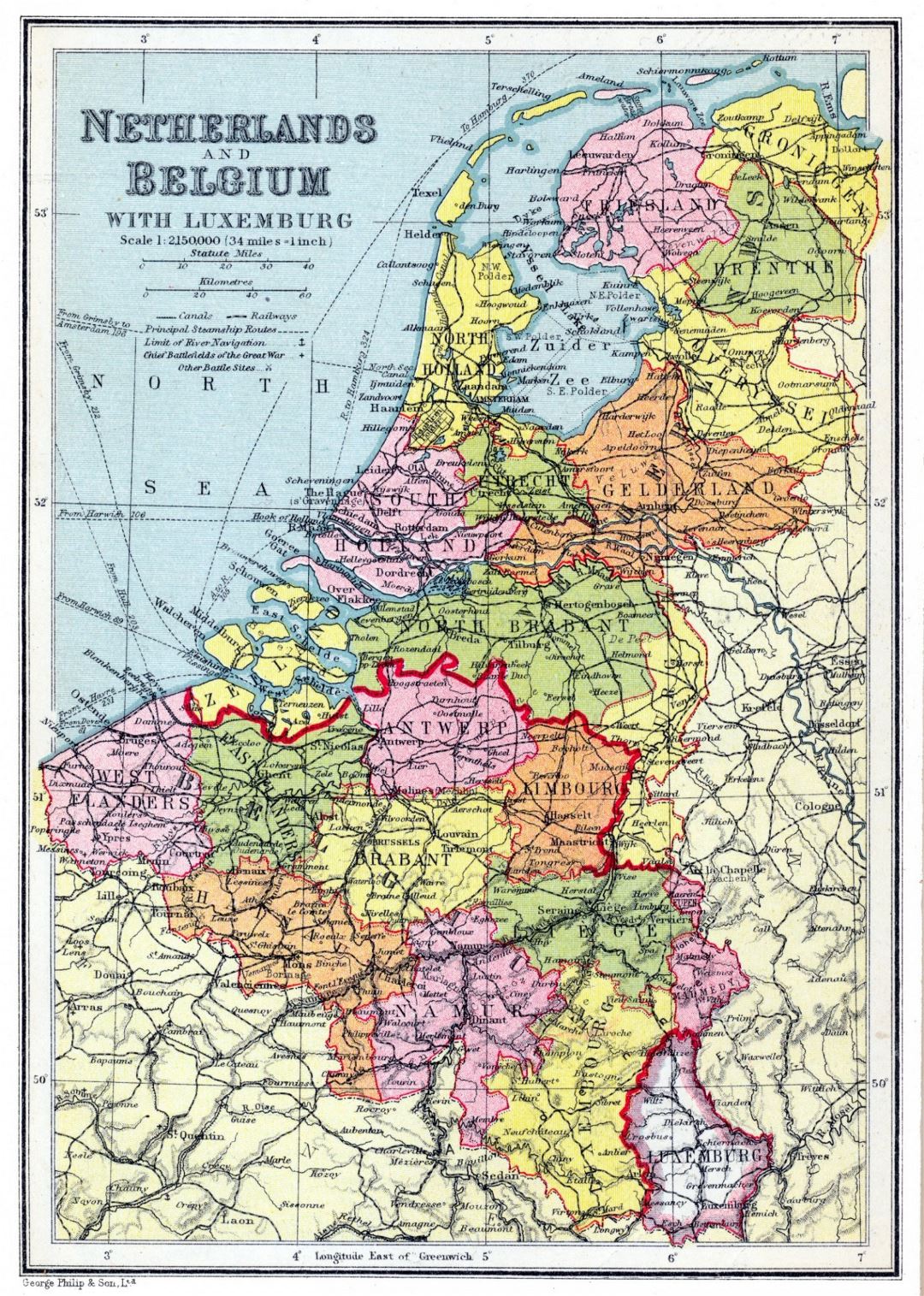 Grande detallado mapa político y administrativo antiguo de Holanda y Bélgica