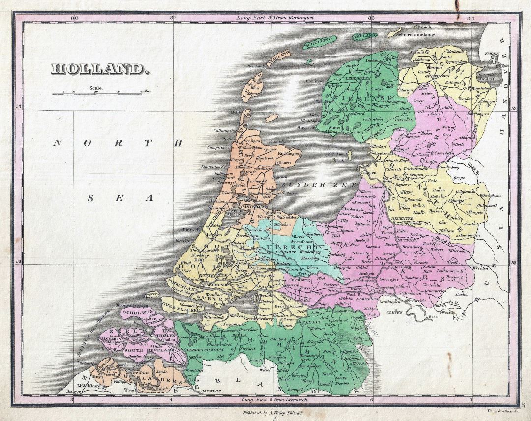 Grande detallado mapa vieja política y administrativa de los Países Bajos con ciudades - 1827