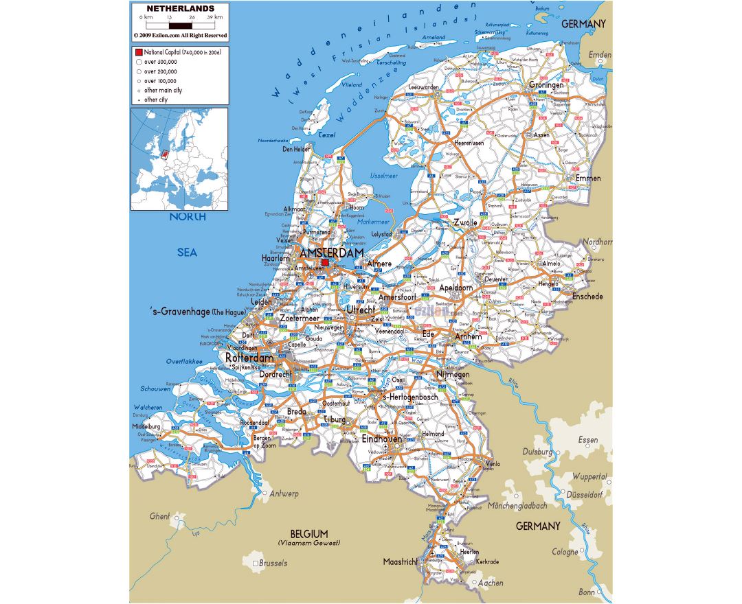 Mapas de Países Bajos | Colección de mapas de Países Bajos | Europa