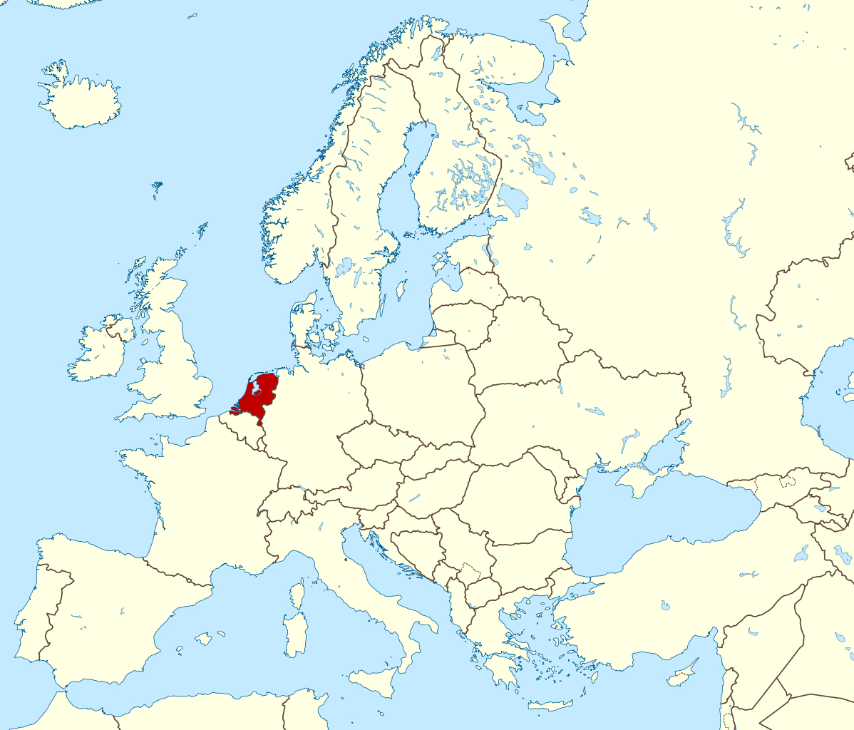 Grande mapa de ubicación de los Países Bajos en Europa | Países Bajos
