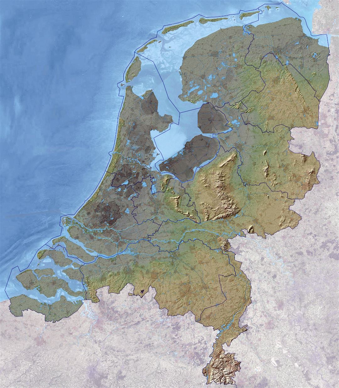 Grande mapa en relieve de Holanda | Países Bajos | Europa ...