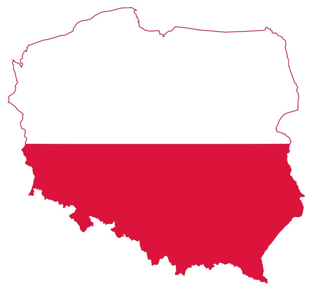 Grande bandera mapa de Polonia