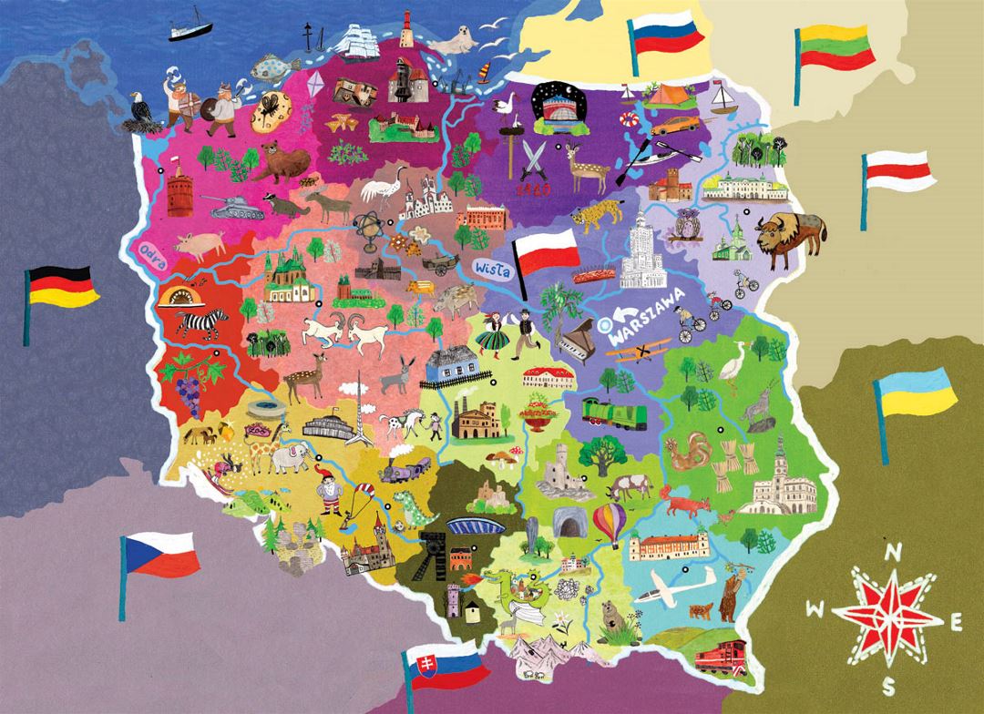 Mapa ilustrado de Polonia
