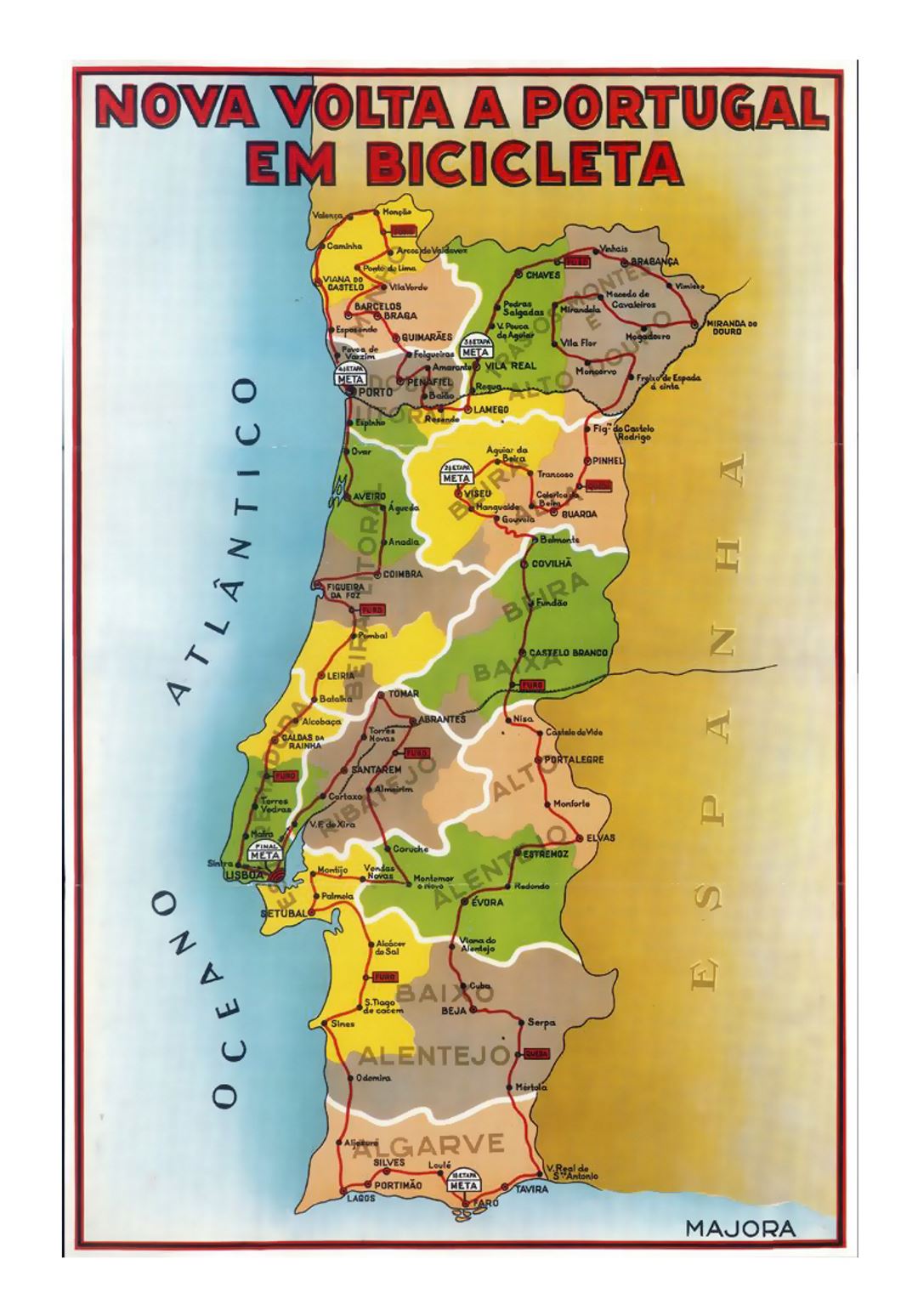 Detallado mapa administrativo de Portugal
