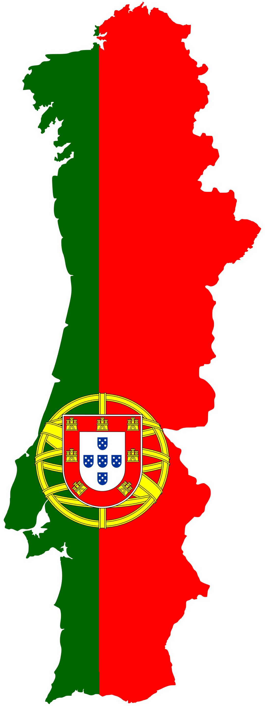 Grande bandera mapa de Portugal