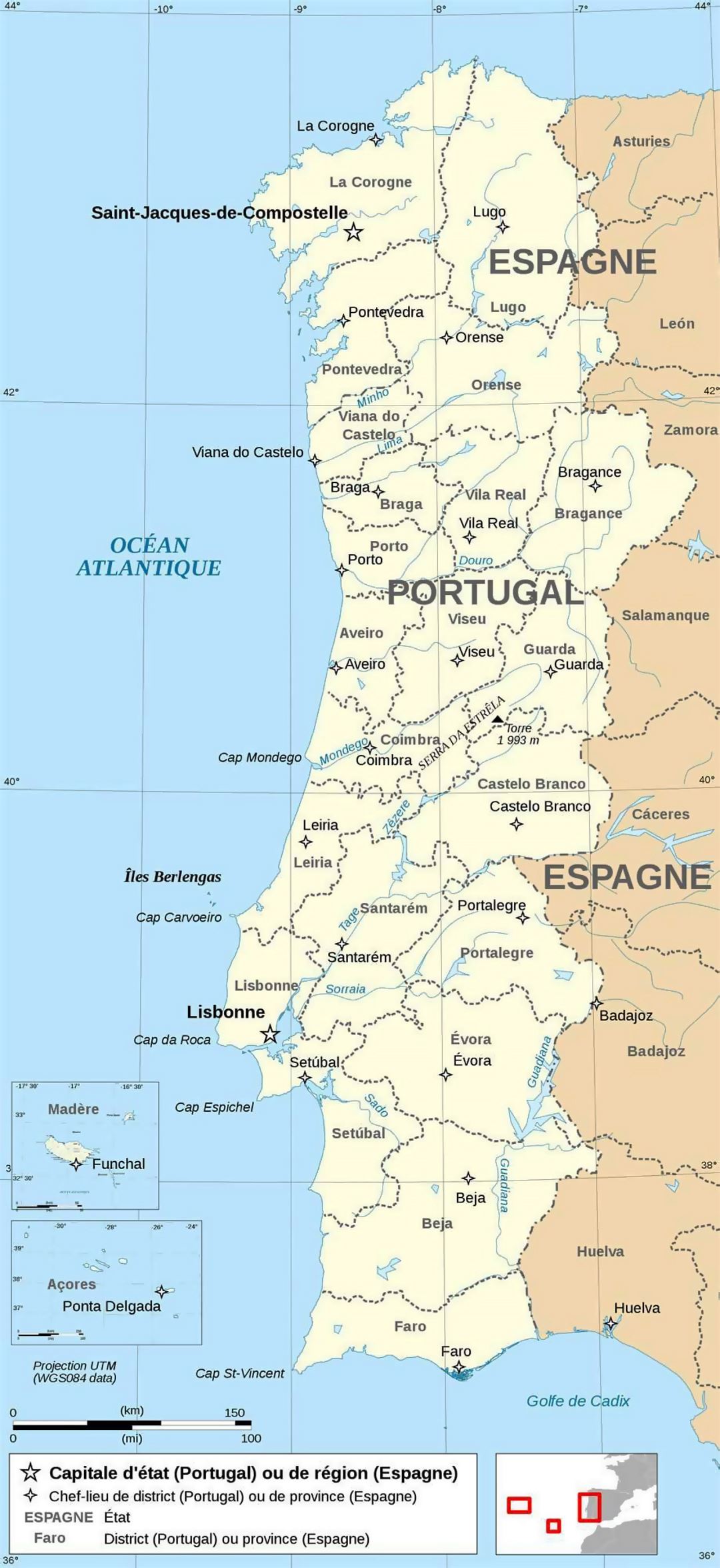 Mapa administrativo de Portugal