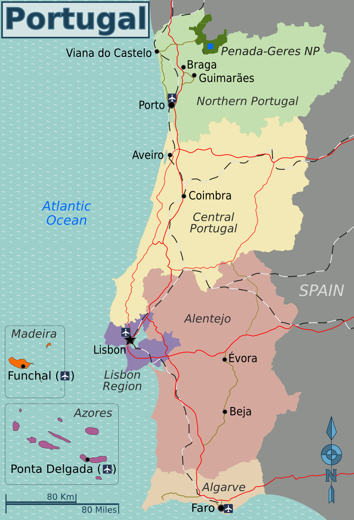 Grande Regiones Mapa De Portugal Portugal Europa Mapas Del Mundo | My ...