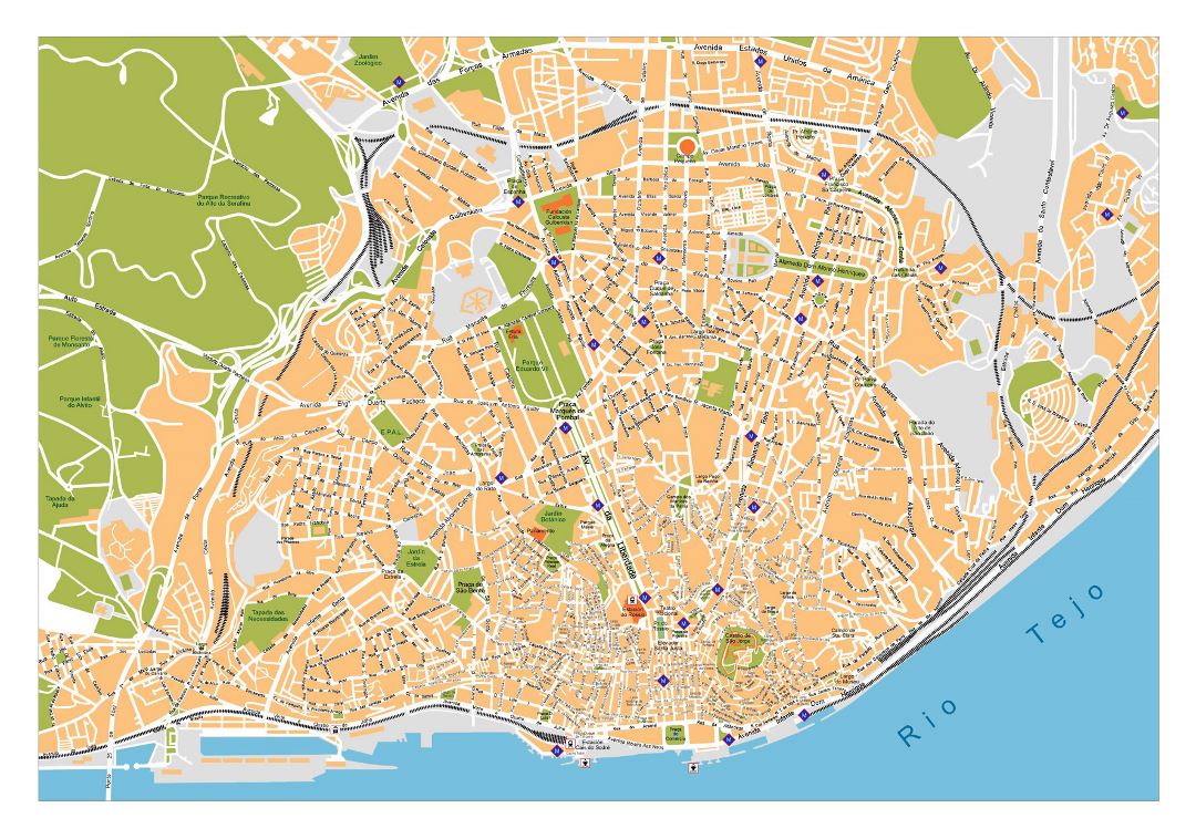 Detallado hoja de ruta de Lisboa