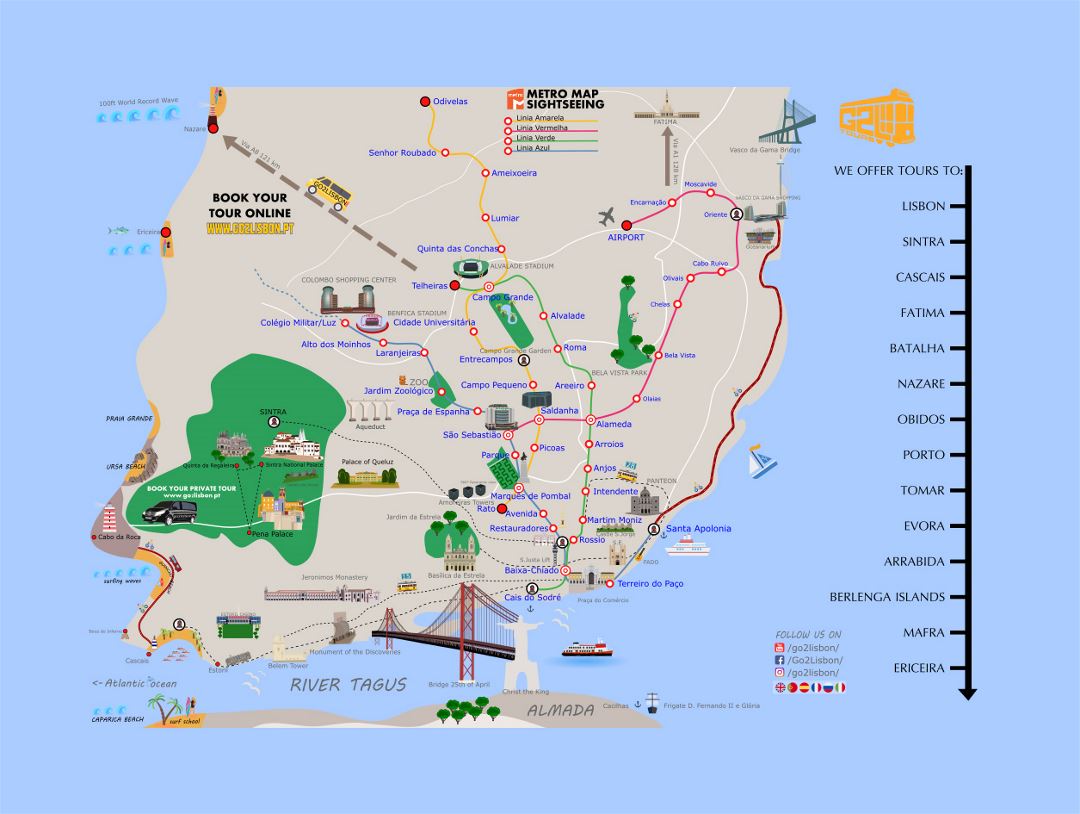 Detallado mapa de turismo de Lisboa