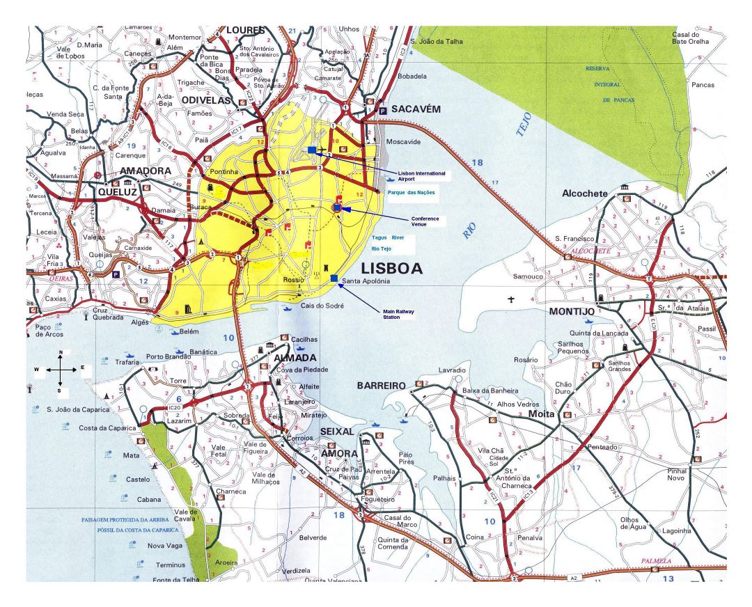 Grande detallado mapa Área Metropolitana de Lisboa