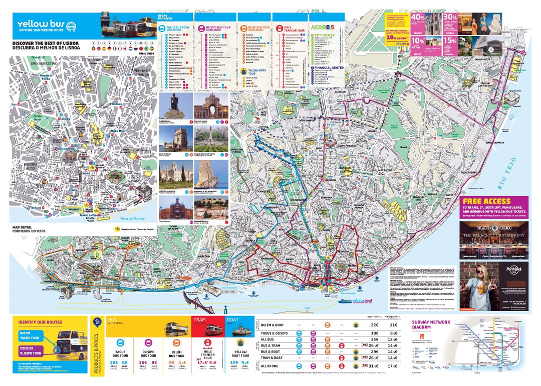 Grande detallado mapa de turismo de Lisboa