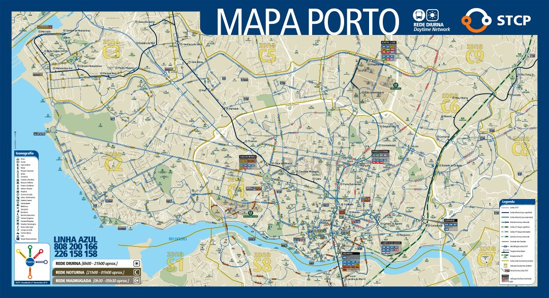 A gran escala mapa turístico de la ciudad de Porto