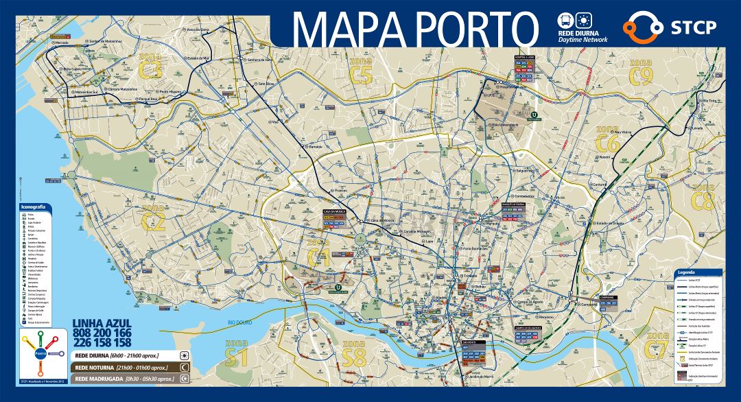 Grande detallado mapa turístico de la ciudad de Oporto