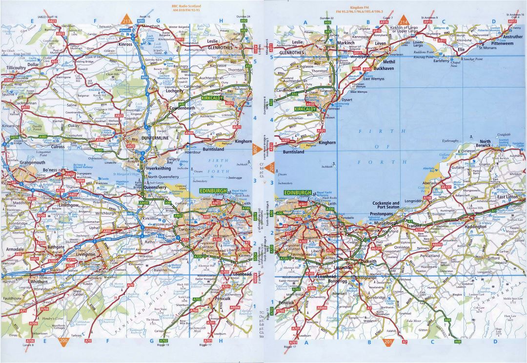 Grande detallado mapa de carreteras de Edimburgo y sus alrededores