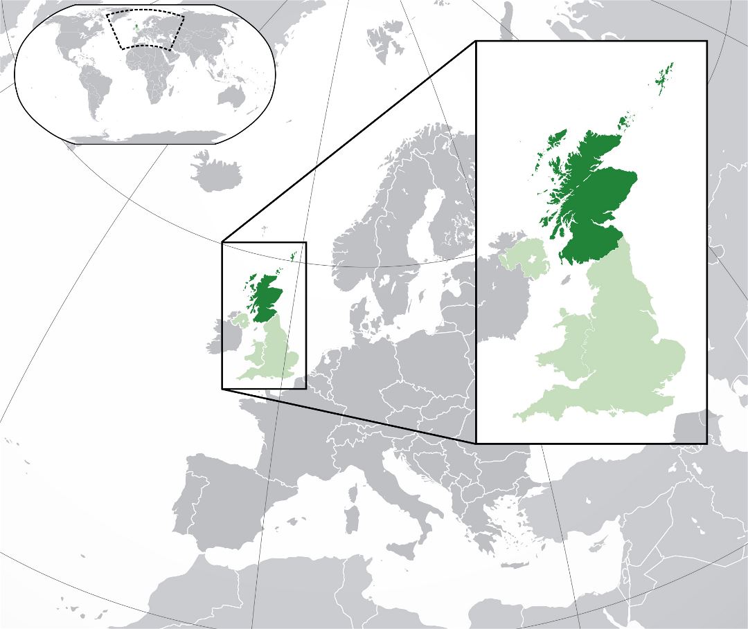 Grande mapa de ubicación de Escocia