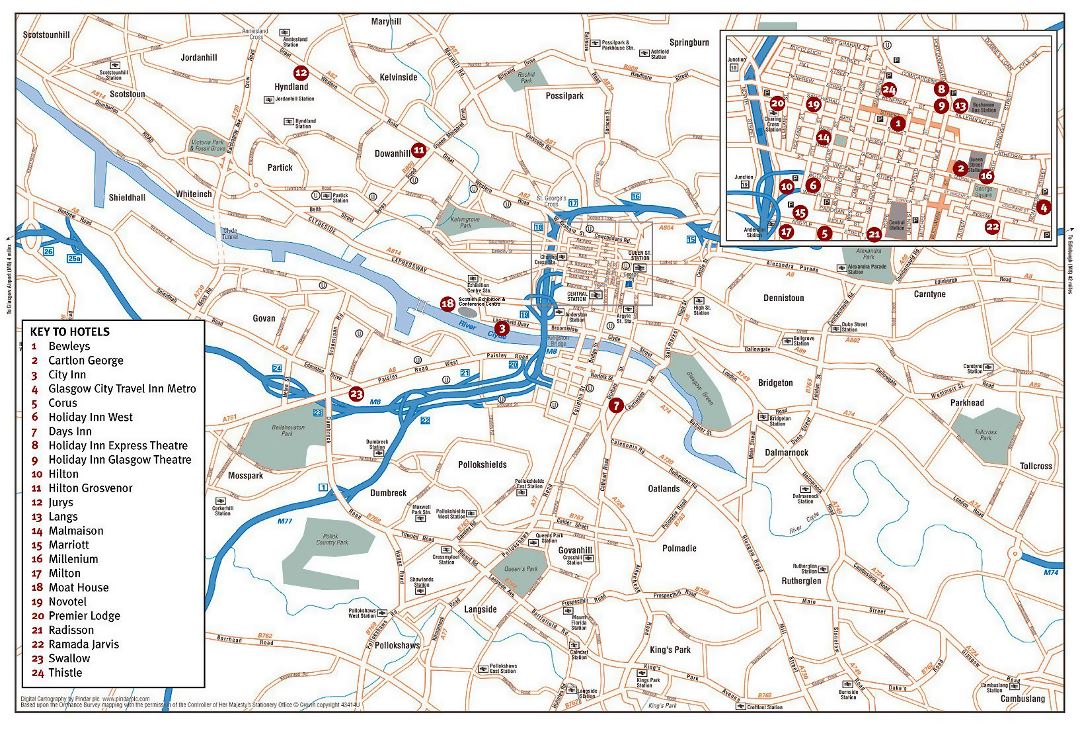 Grande mapa de la ciudad de Glasgow