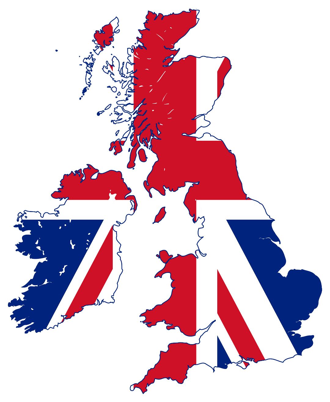 Grande mapa de bandera de Reino Unido