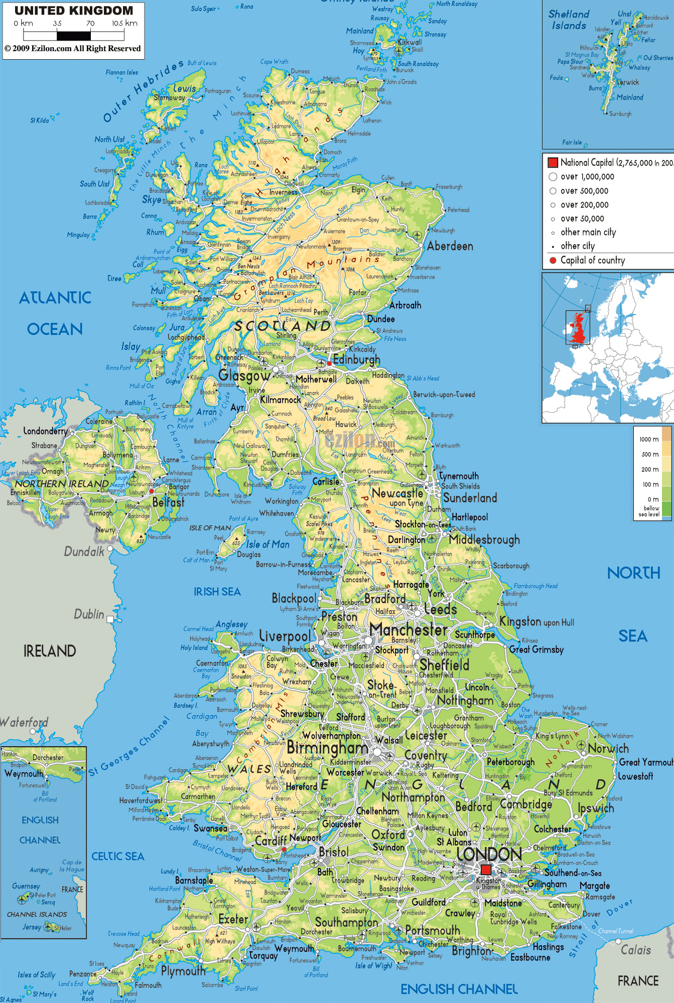 Amabilidad Guia Abuelo Grande mapa físico del Reino Unido con carreteras, ciudades y aeropuertos | Reino  Unido | Europa | Mapas del Mundo
