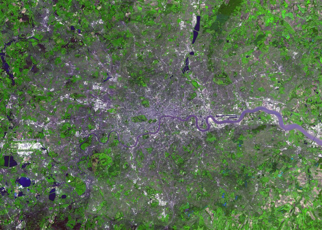 Grande mapa satelital de ciudad de Londres