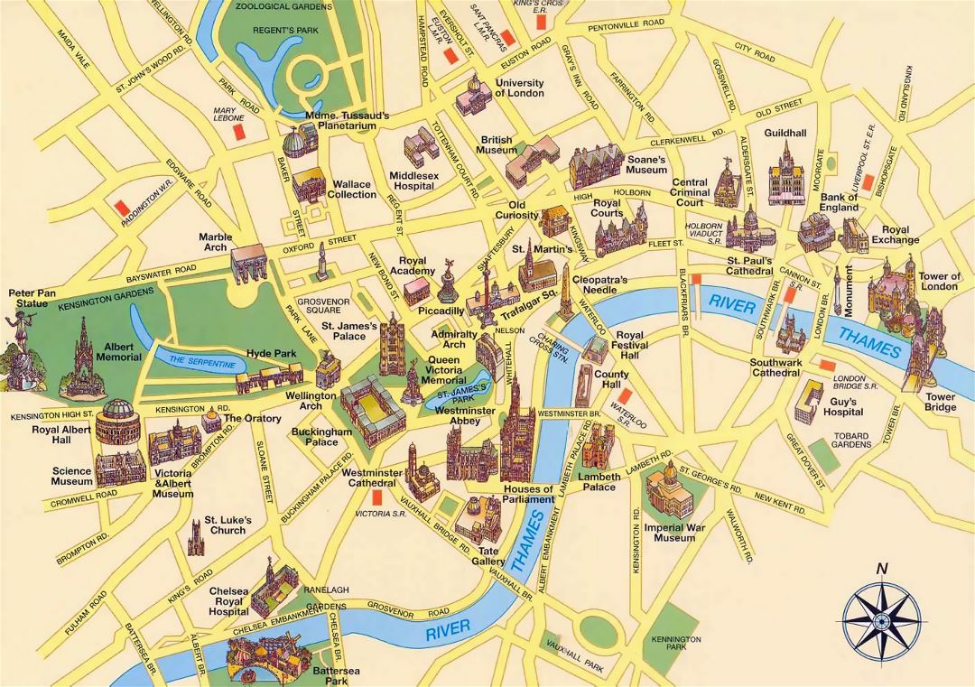 Grande mapa turístico del centro de Londres