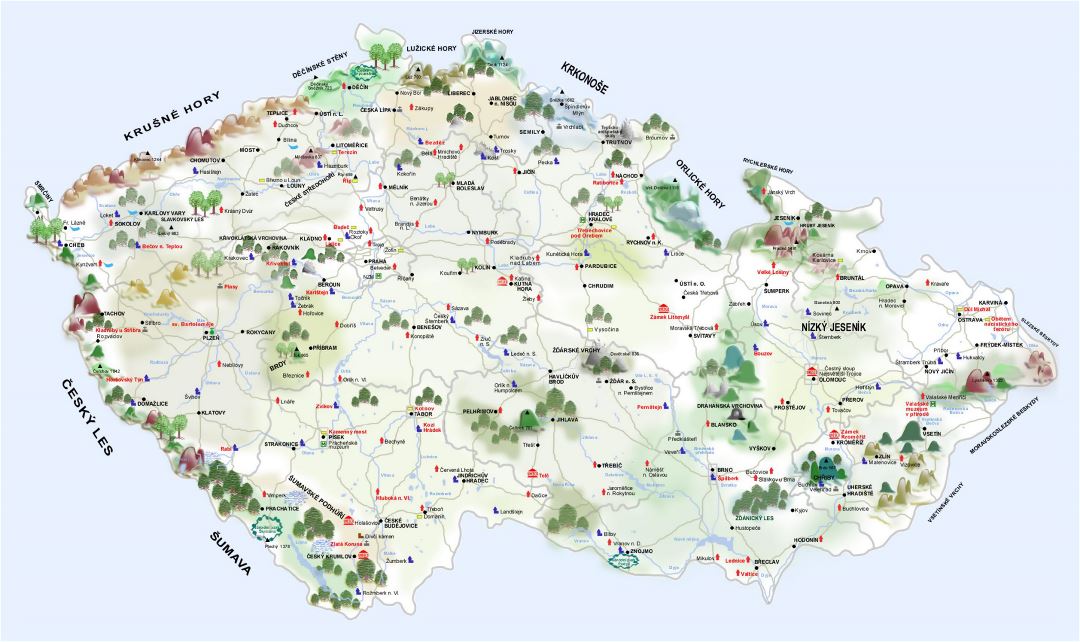Castillos gran mapa de República Checa