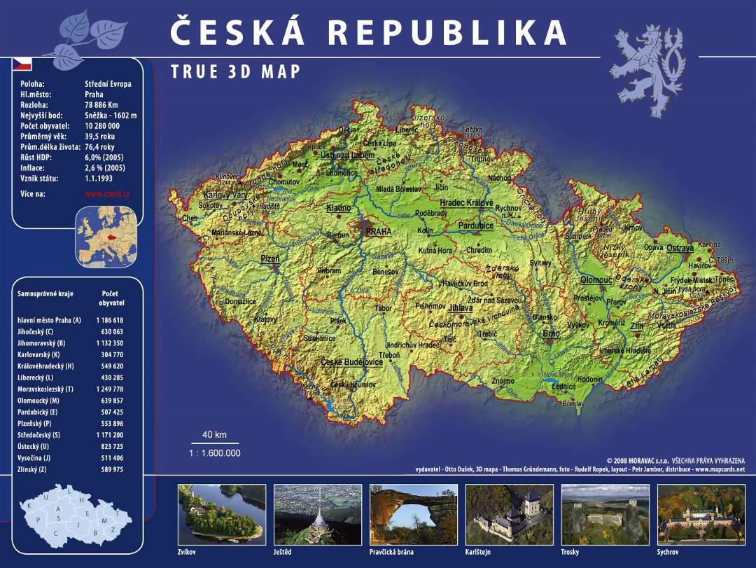 Gran mapa turístico de la República Checa