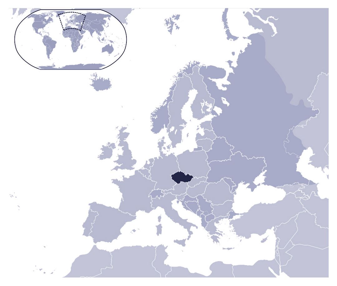 Mapa grande localización de República Checa en el Mundo