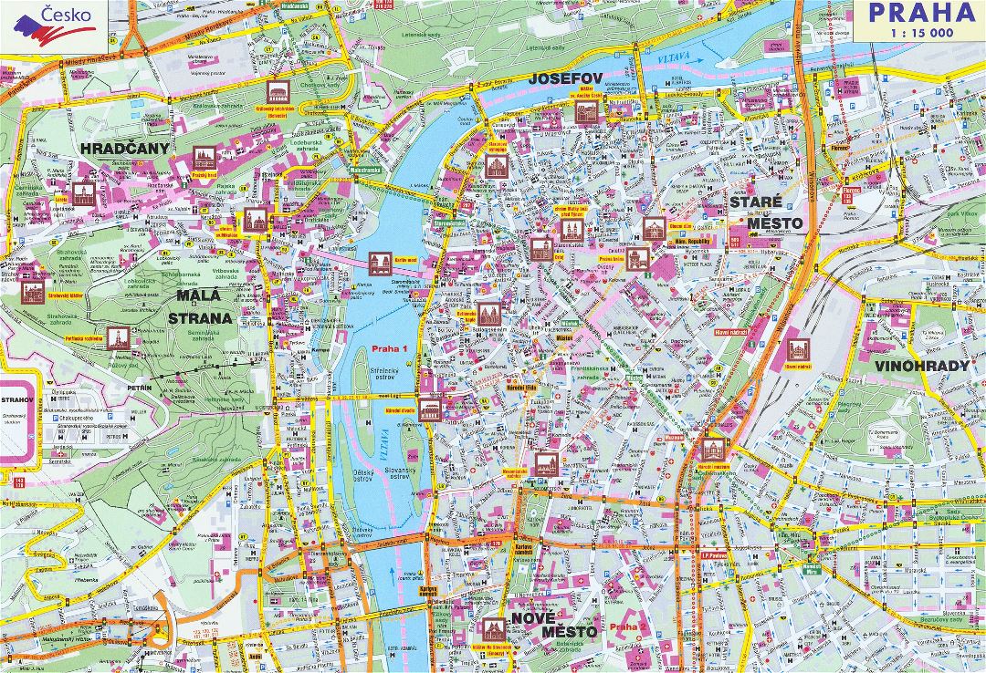 Mapa de carreteras de la ciudad de Praga