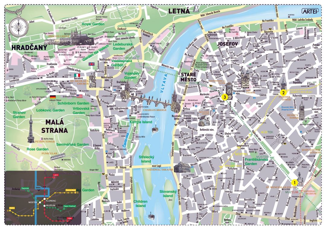 Mapa grande turístico de la ciudad de Praga