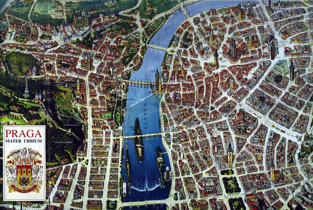 Mapa panorámico de la ciudad de Praga