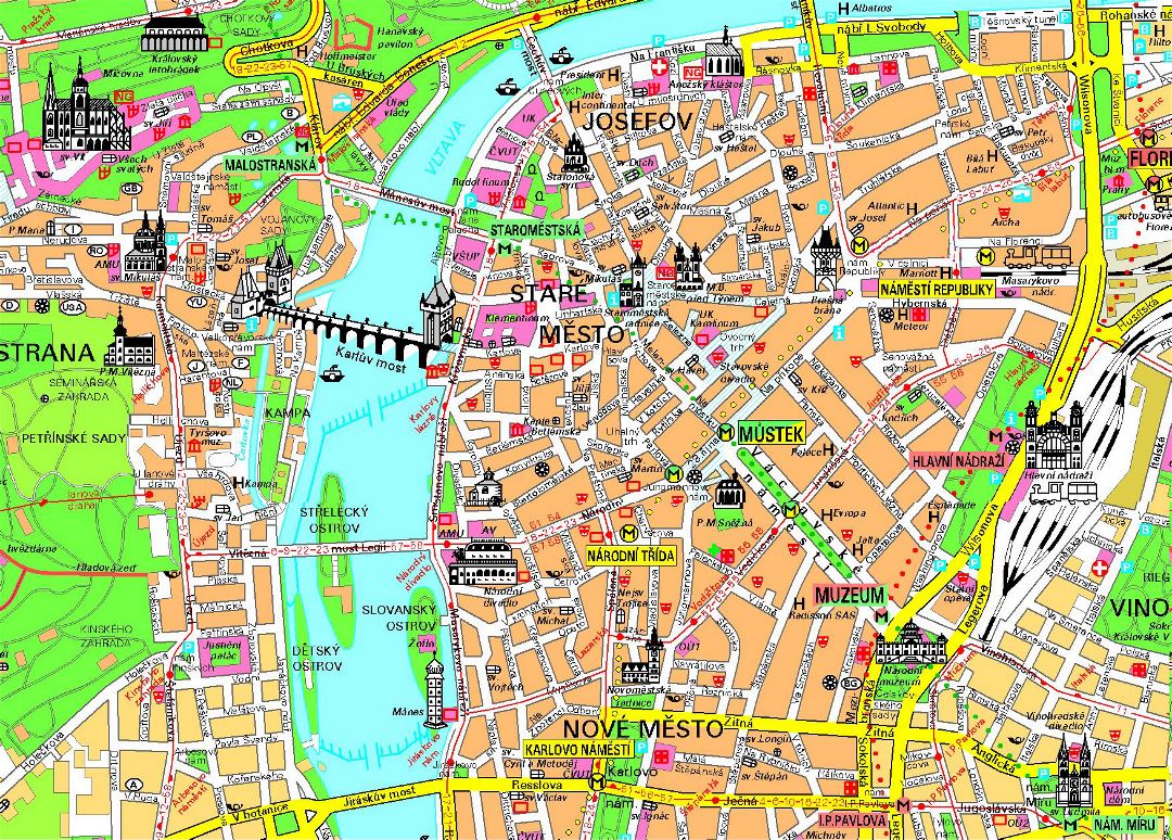 Mapa turístico del centro de Praga