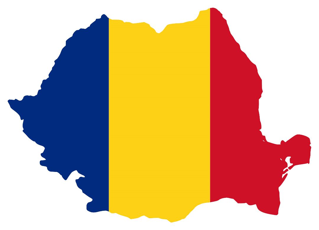Grande bandera mapa de Rumania