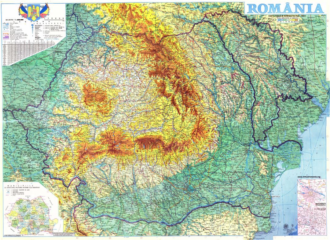 Grande detallado mapa de Rumania