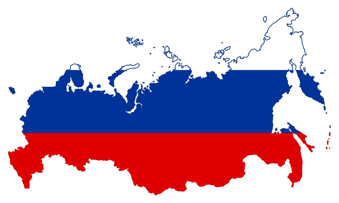 Grande bandera mapa de Rusia
