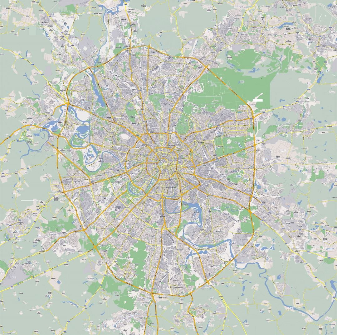Grande mapa de carreteras de ciudad de Moscú en ruso