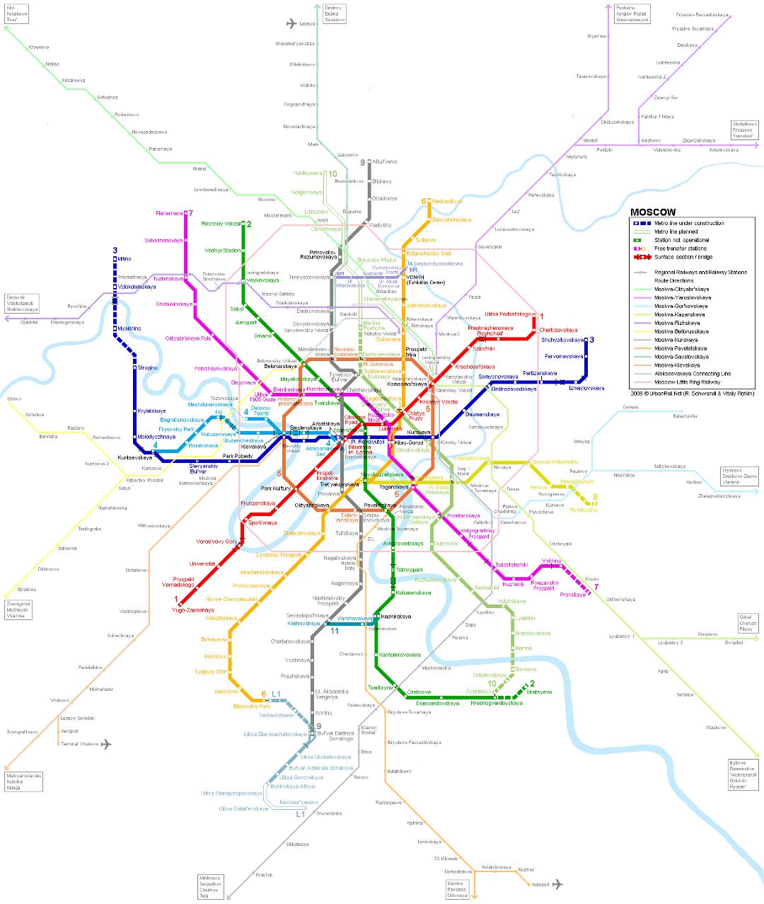 Grande mapa de metro de ciudad de Moscú