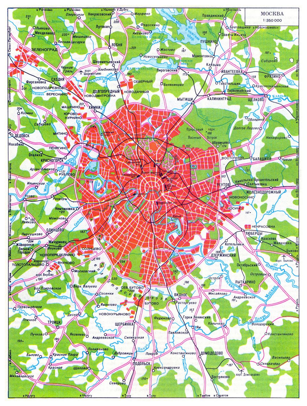 Grande mapa de tránsito de ciudad de Moscú en ruso