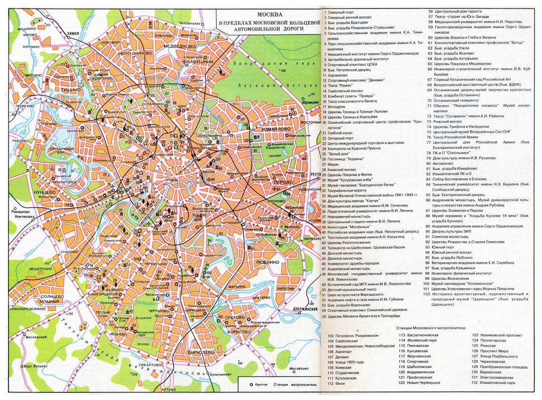 Grande mapa turístico de ciudad de Moscú en ruso