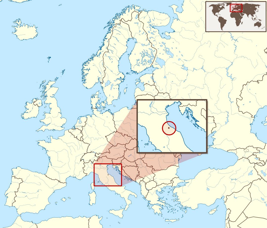 Detallado mapa de ubicación de San Marino
