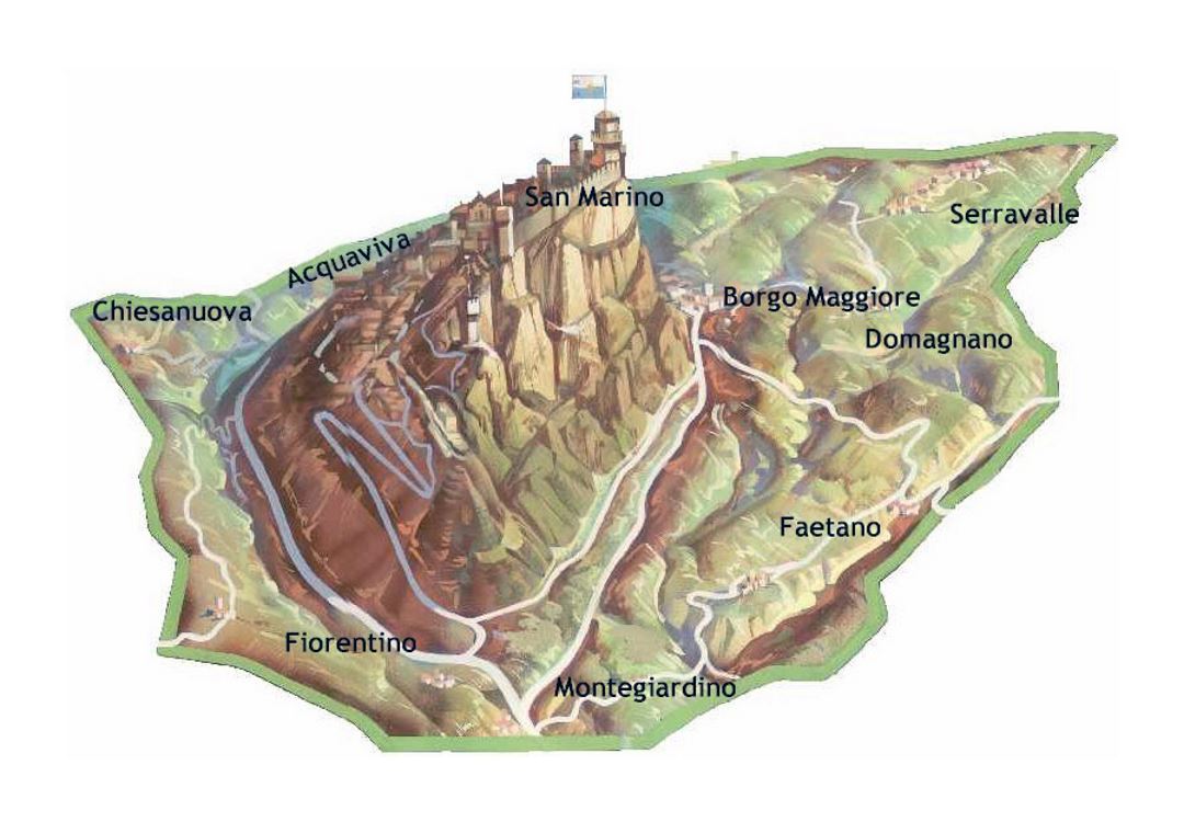 Mapa panorámico de San Marino