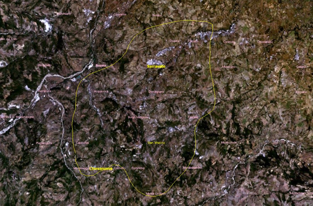 Mapa satelital de San Marino