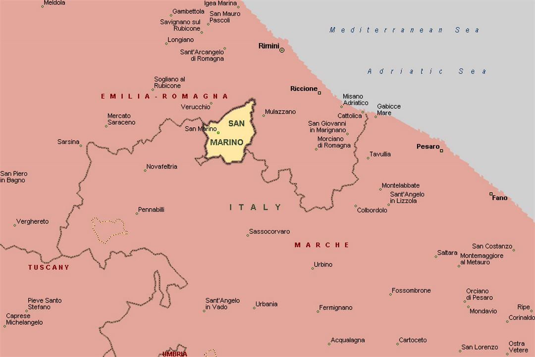 San Marino en el mapa de Italia