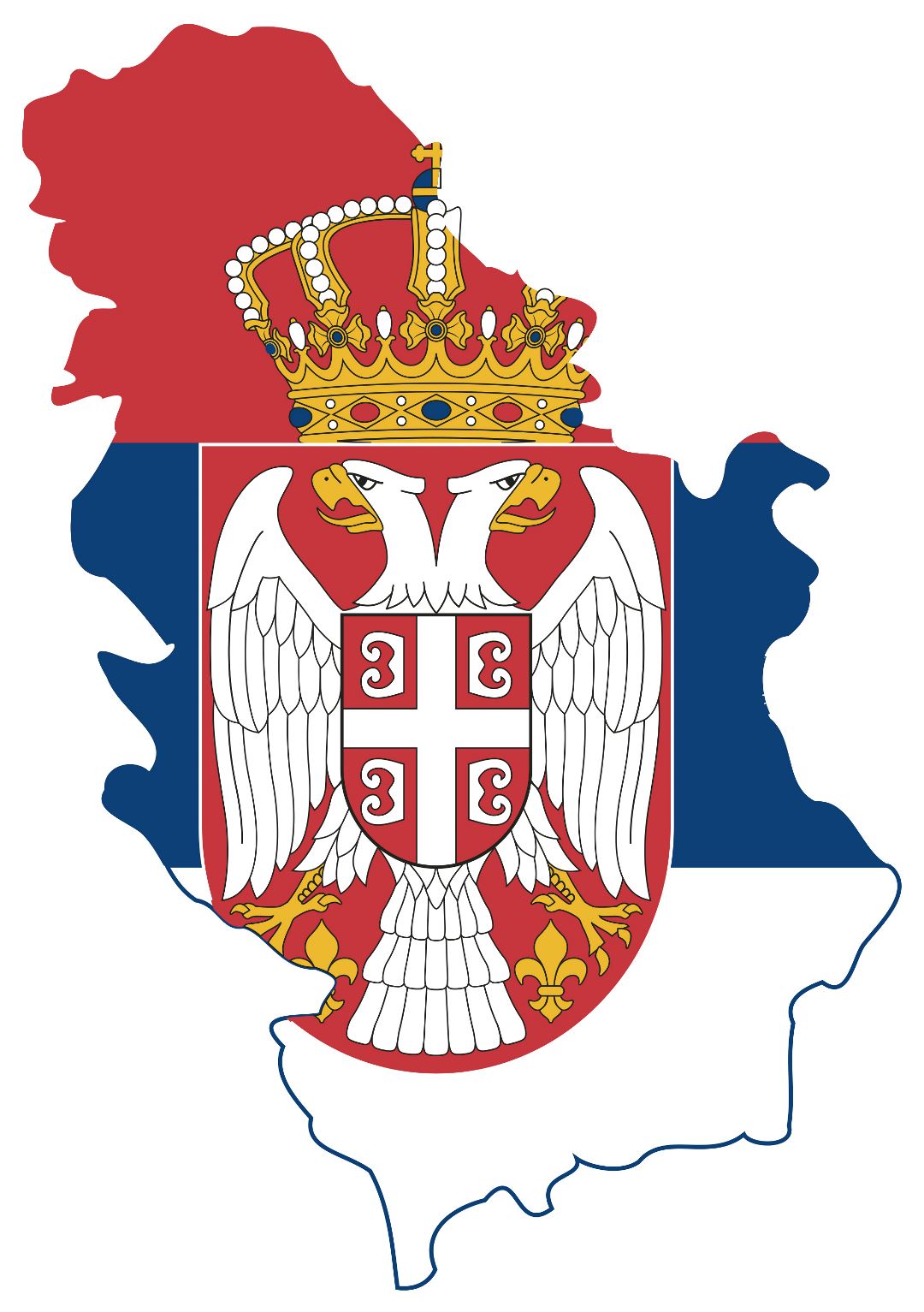 Grande bandera mapa de Serbia
