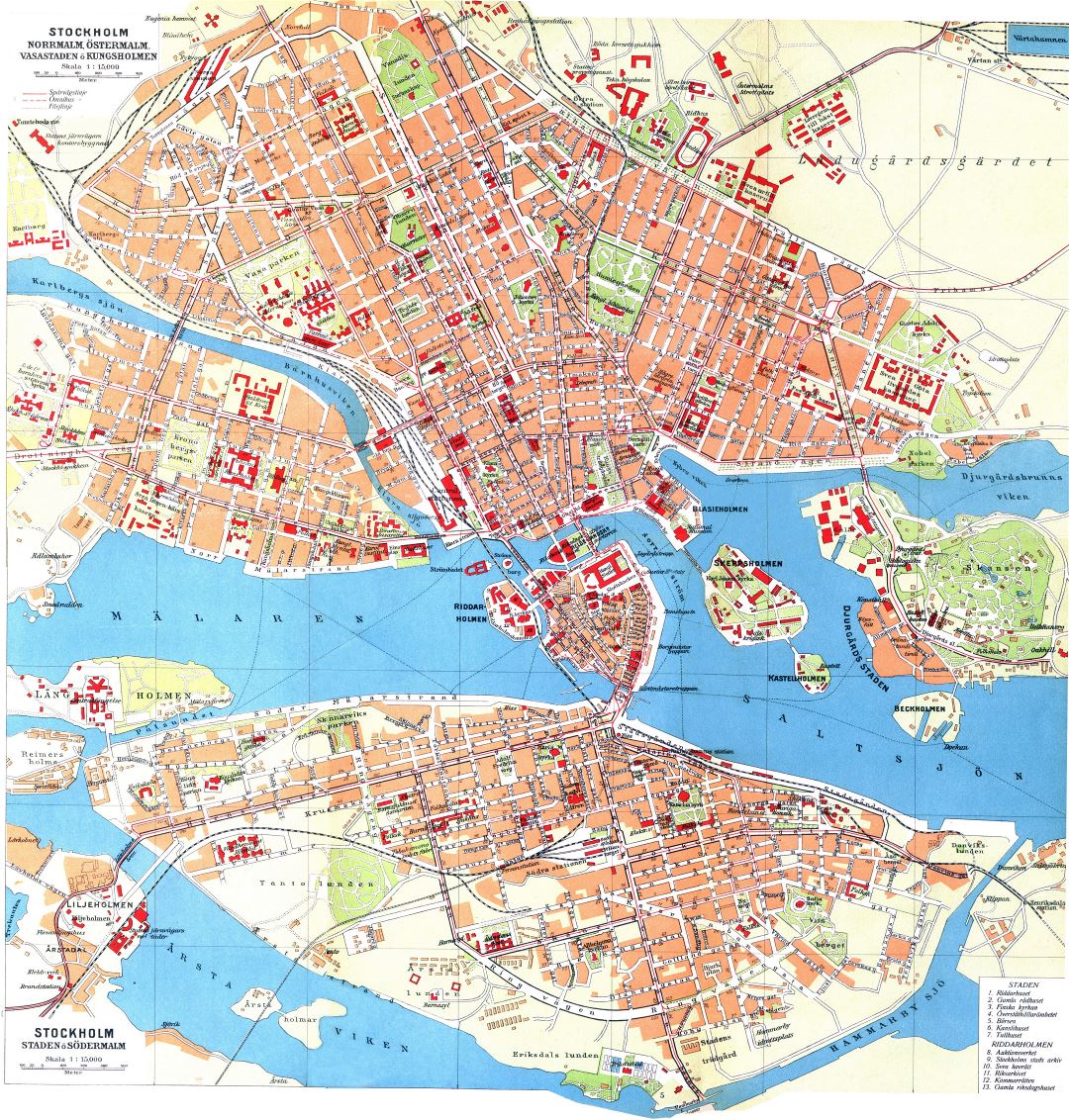 Grande detallado mapa antiguo de ciudad de Estocolmo