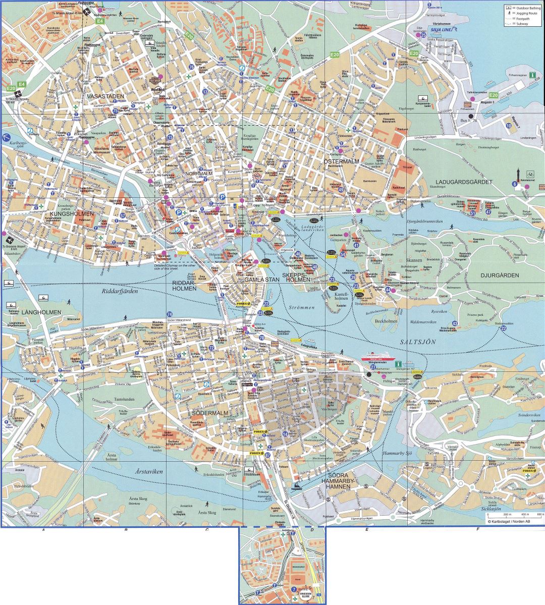Grande detallado mapa general de ciudad de Estocolmo
