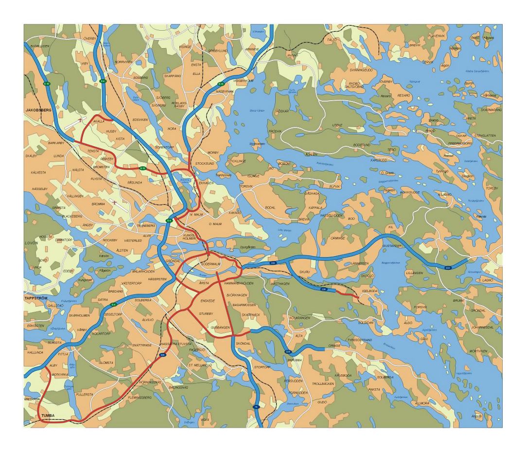 Mapa de tránsito de ciudad de Estocolmo