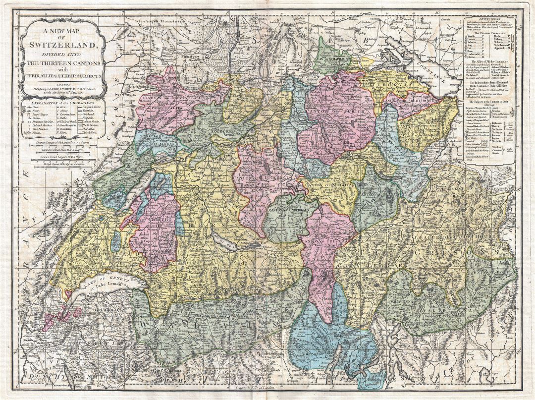 Grande detallado antiguo mapa político y administrativo de Suiza con relieve, carreteras y ciudades