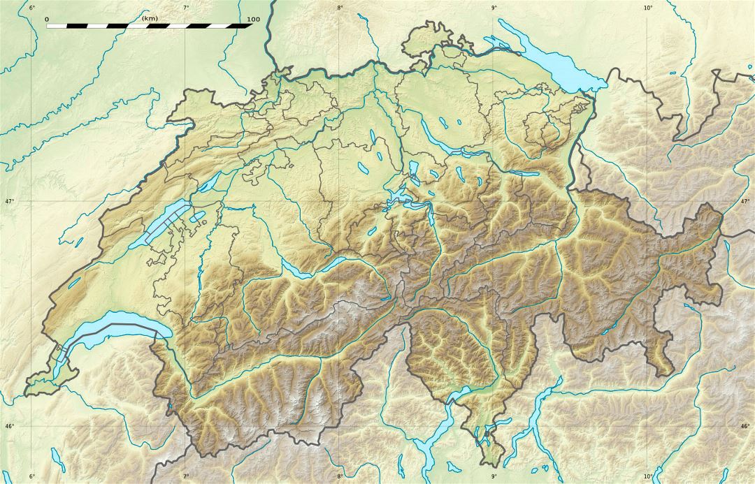 Grande mapa en relieve de Suiza