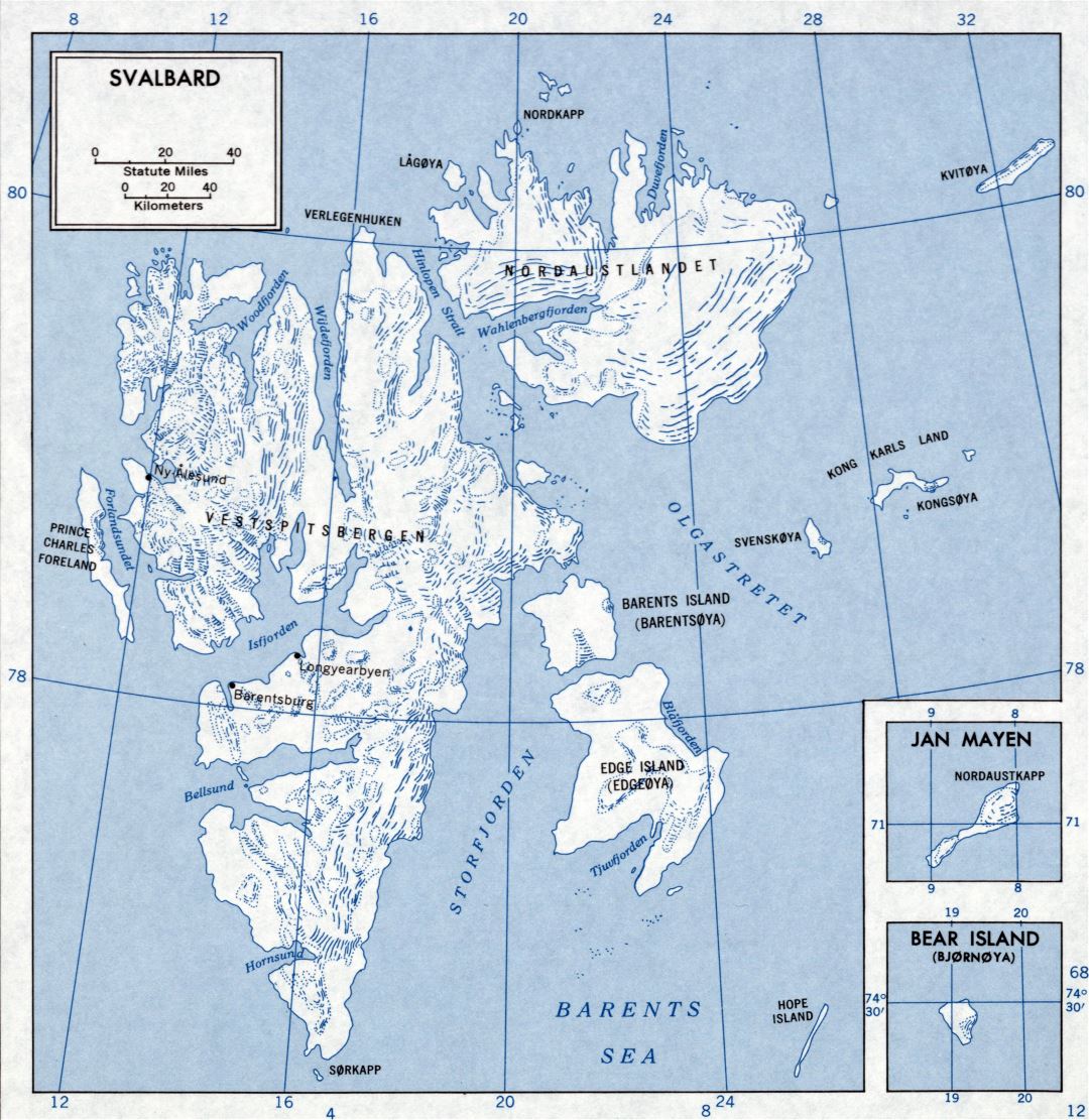 A gran escala mapa de Svalbard