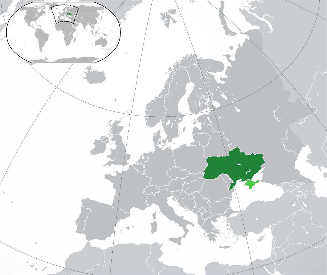 Grande mapa de ubicación de Ucrania